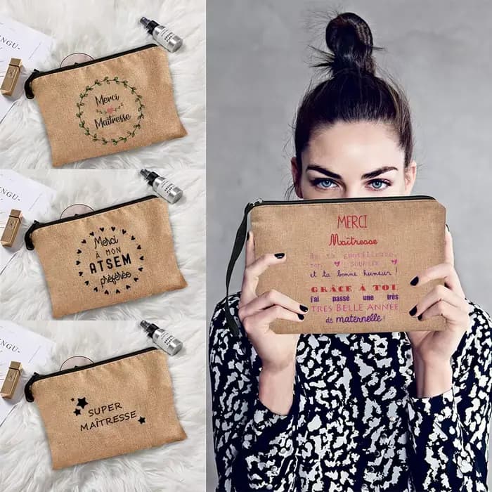 Trousse de maquillage avec fermeture éclair pour femme