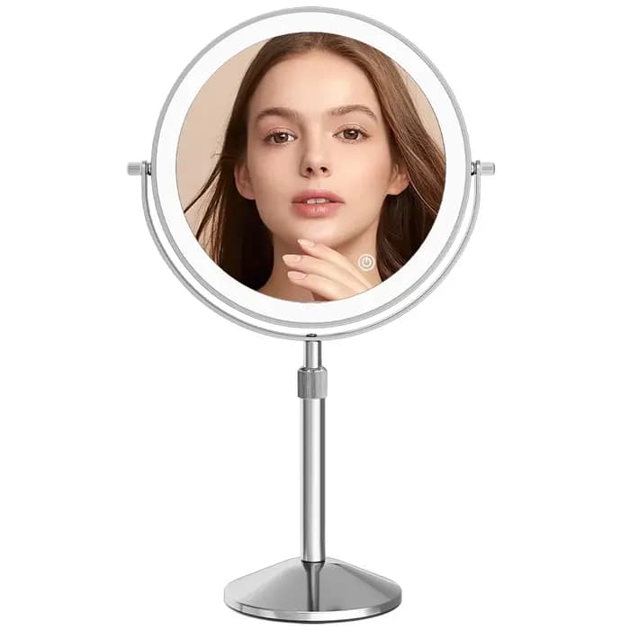 TUSHENGTU Miroir de maquillage avec lampe lumineuse grossissement 10X 3 lumières de couleur, miroir