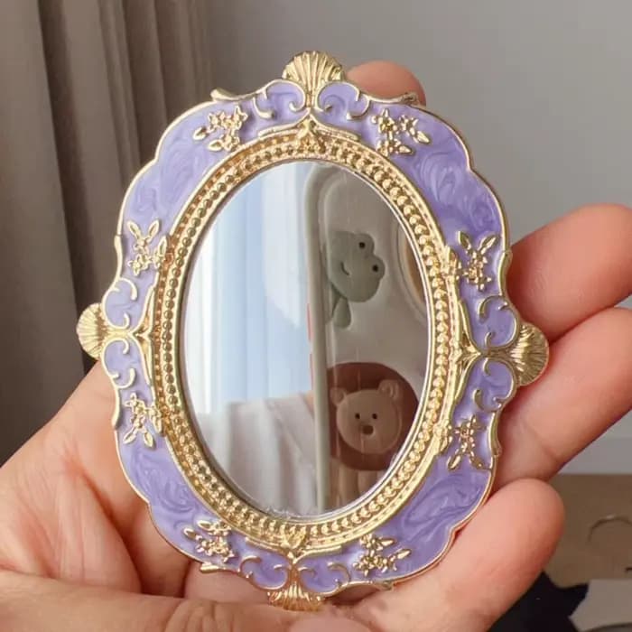 Mini miroir de maquillage rétro européen en Relief doré, miroir de maquillage Portable, décoration e