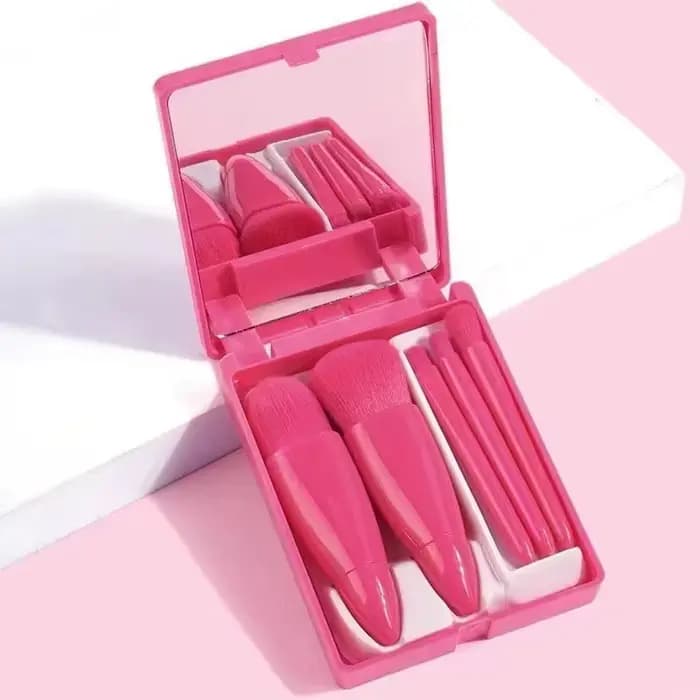 Nouvel ensemble de 5 pinceaux de voyage avec étui : pinceau à poudre multifonctionnel portable