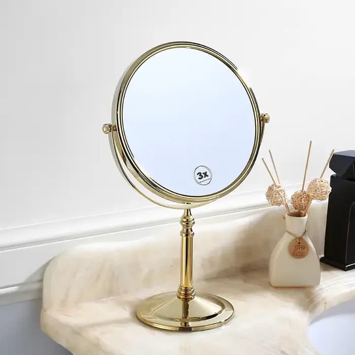Miroir de maquillage en laiton Antique 3X