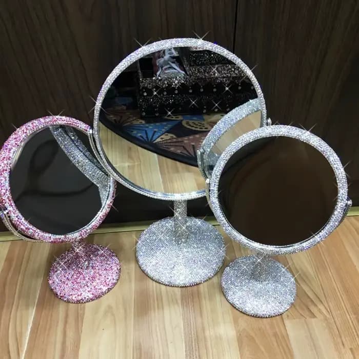 Miroir de maquillage de luxe en strass