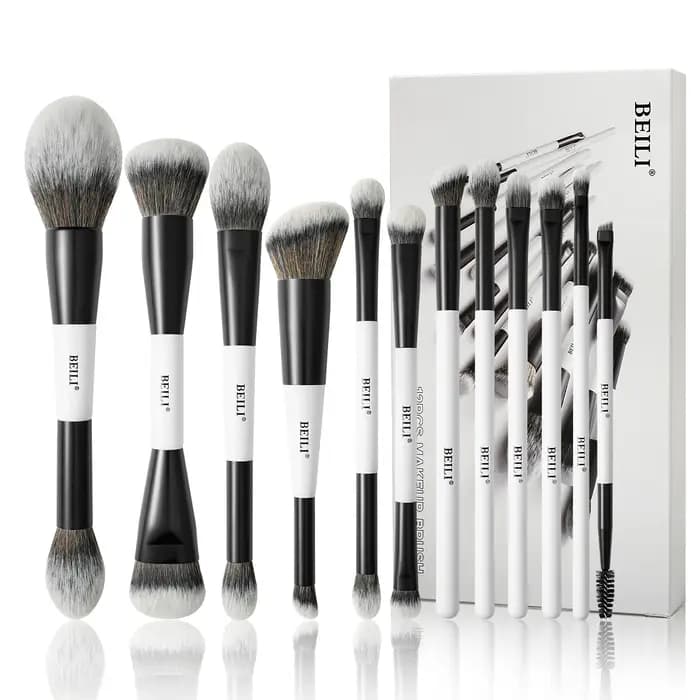 BEILI – ensemble de pinceaux de maquillage professionnels à double extrémité