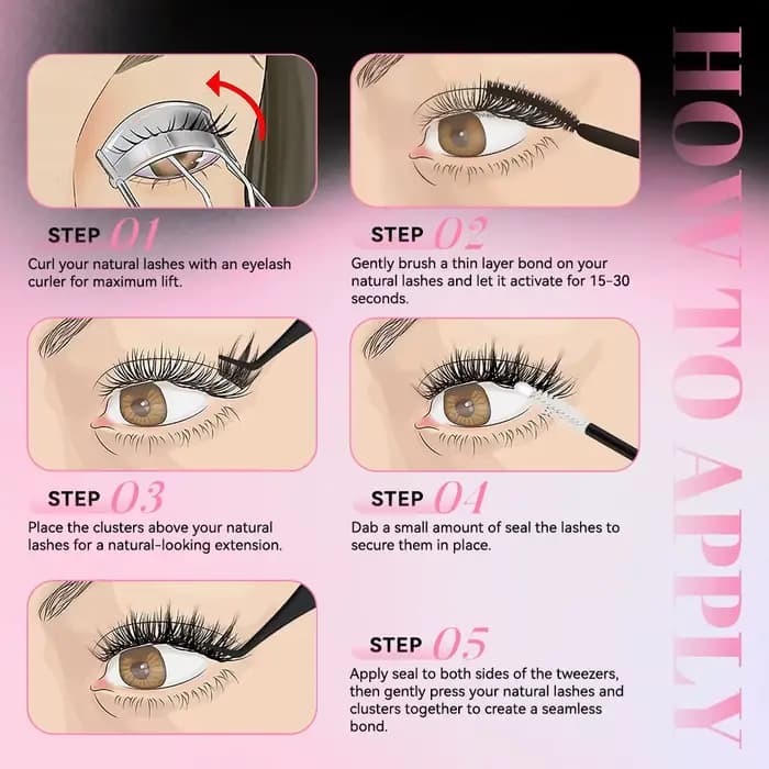 UCoolMe cils Afrodite naturel 154 pièces Kit de grappe de cils C Curl vaporeux débutant amical imper