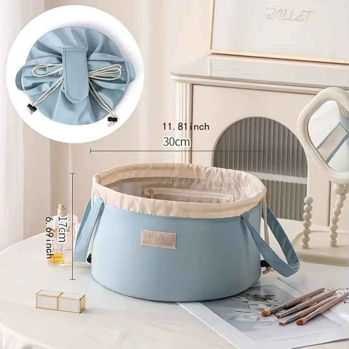 Sac de rangement cylindrique de grande capacité pour articles de toilette (avec fermeture à cordon) — Sac