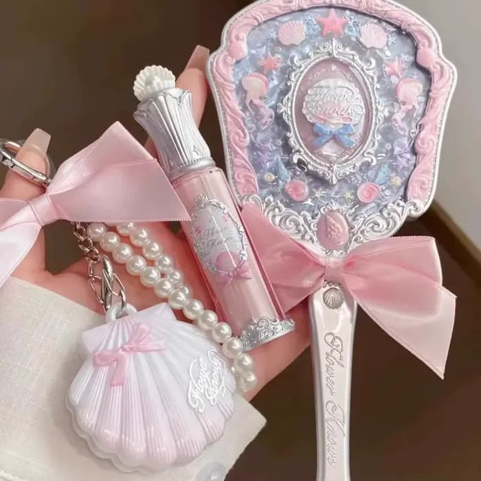 Flowerkaren maquillage main coquille perle Collection miroirs