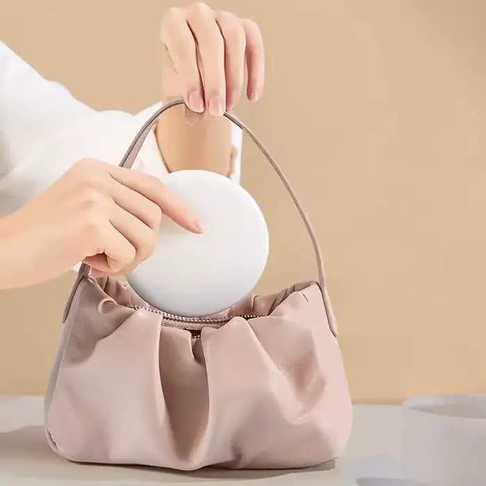 Personnalisé Petit LED Lumière Cosmétique 2 Côté Pliant Maquillage Compact Poche Miroir Femmes Lumineux Effet Rose