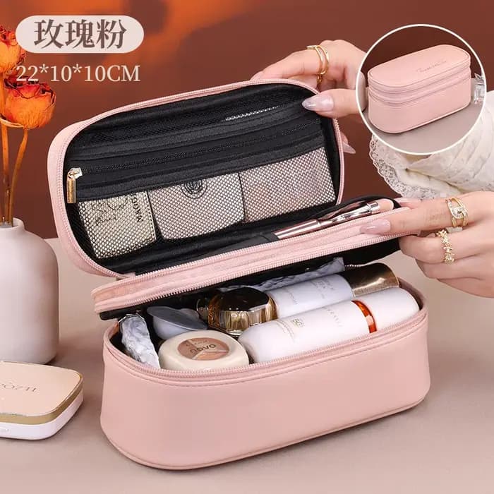 Sac à cosmétiques pour femmes, trousse de maquillage Double couche, grande capacité, organisateur de