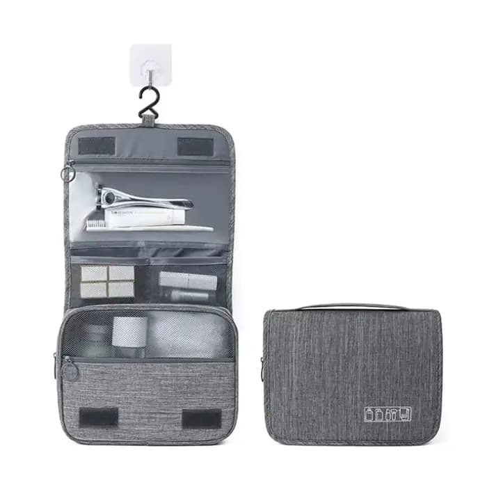 Grande Trousse de Toilette de Voyage Suspendue pour Femmes et Hommes - Pochette de Rangement Organisateur avec Compartiment Lavable pour Maquillage Essentiel