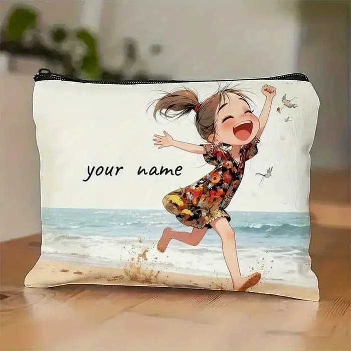 Nom/Message personnalisé - Trousse de maquillage vintage à motif mignon - Sac à main