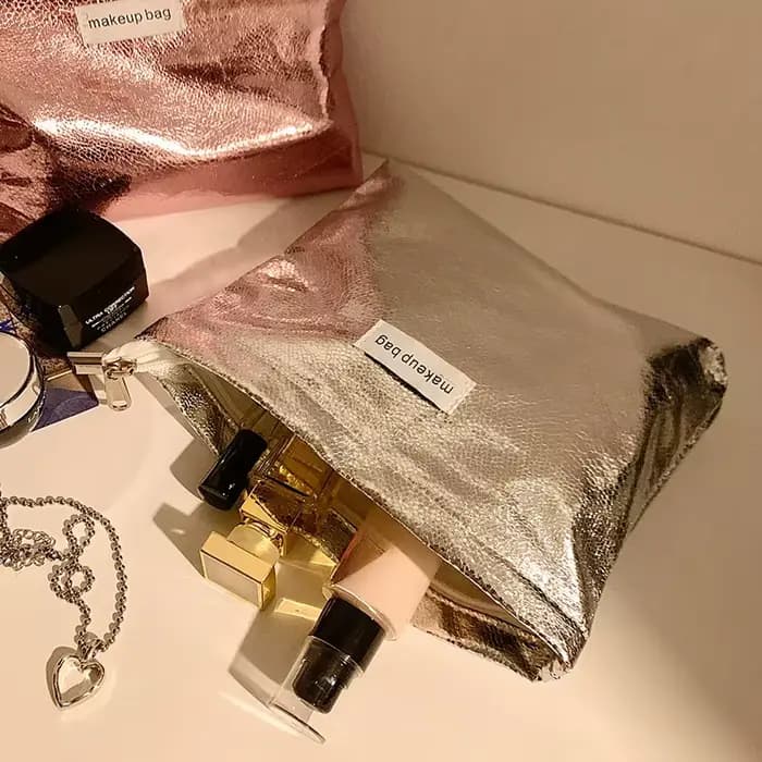 Sac de rangement Portable à paillettes pour produits de toilette et de soins de la peau
