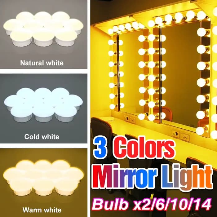 Lampe LED pour miroir de maquillage, lumière de remplissage pour coiffeuse, salle de bain, ampoule pour décoration de chambre à coucher, veilleuse à intensité variable en continu