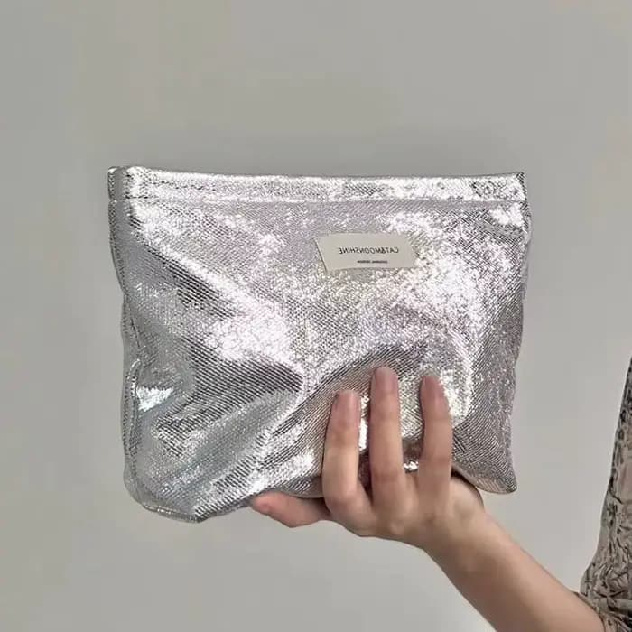 Sac de rangement Portable à paillettes pour produits de toilette et de soins de la peau