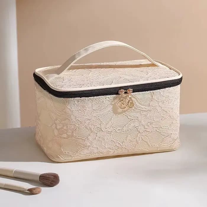 Sac de maquillage Portable de luxe, sac de rangement de cosmétiques Design en dentelle, pochette de