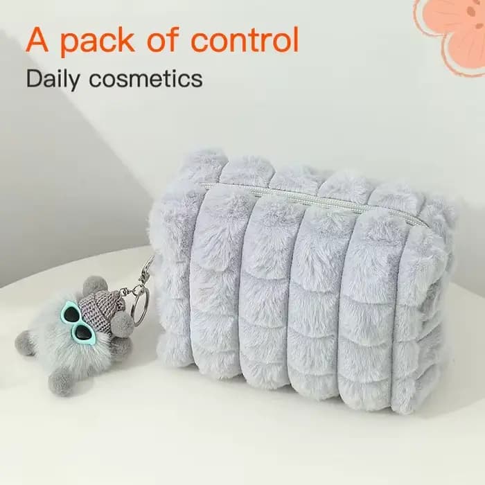 1 sac à maquillage simple et élégant avec pendentif pompon - Sac