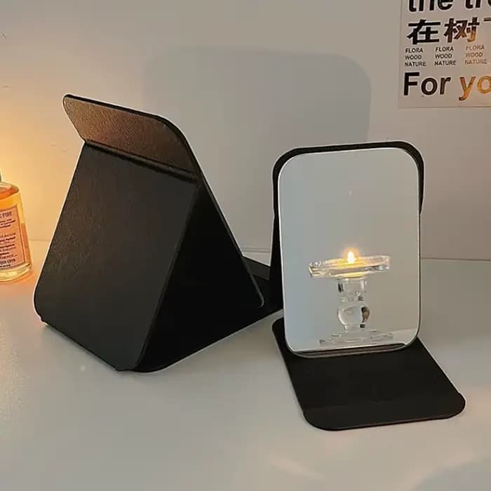 Miroir de Maquillage de Bureau en Cuir PU