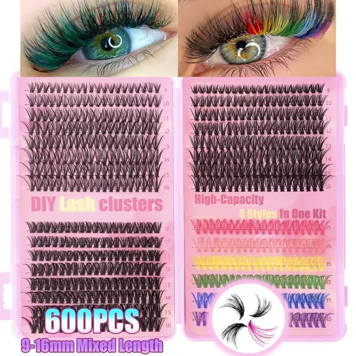 Extensions de grappes de cils colorées