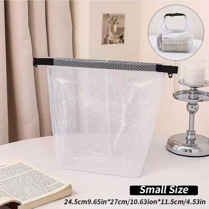 Trousse de toilette en maille imperméable, organiseur de cosmétiques à cordon avec boucle à dégagement rapide, pochette transparente pour voyage, gym et salle de sport