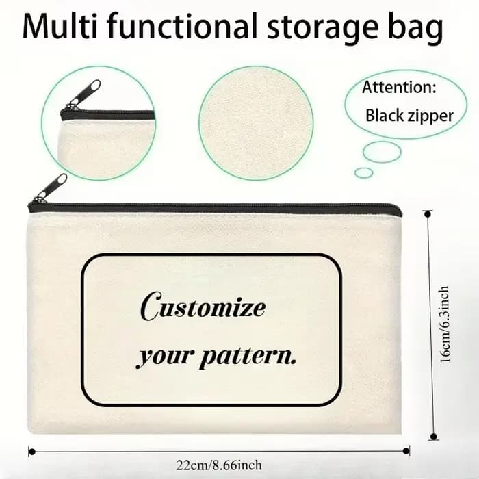 1 pièce, sac à maquillage personnalisé en toile avec photo