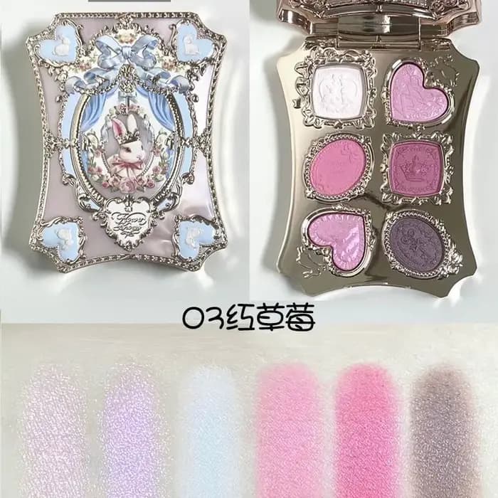 Palette de fards à paupières Flower Knows Bunny Garden Matte Pearlescent Powder Fine 6 couleurs