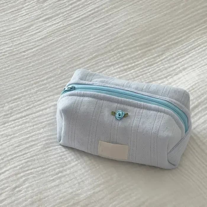 Trousse de maquillage florale matelassurera avec fermeture éclair