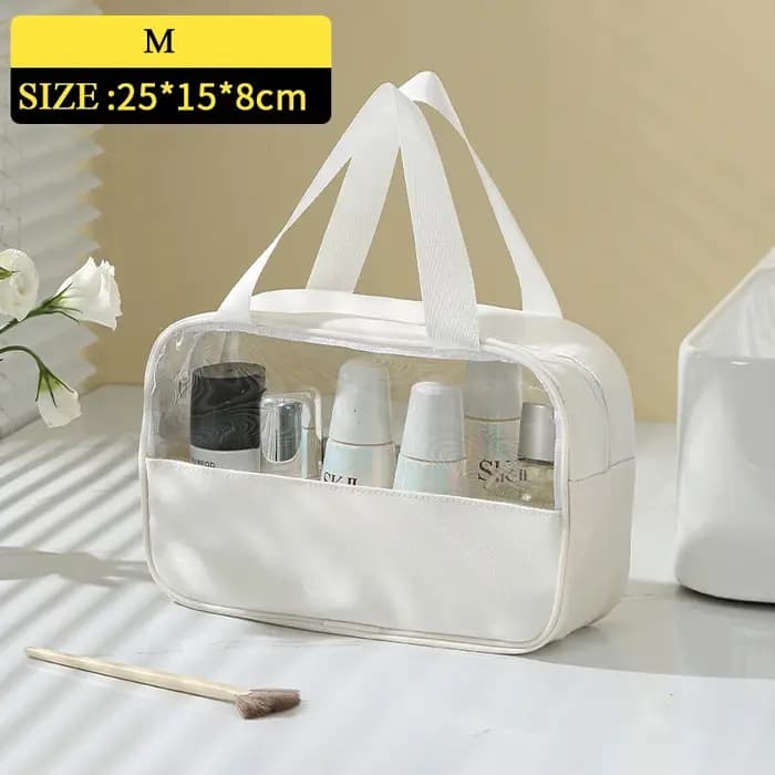 Nom personnalisable nouveau sac de lavage de maquillage Transparent en TPU sac de rangement en PU étanche de grande