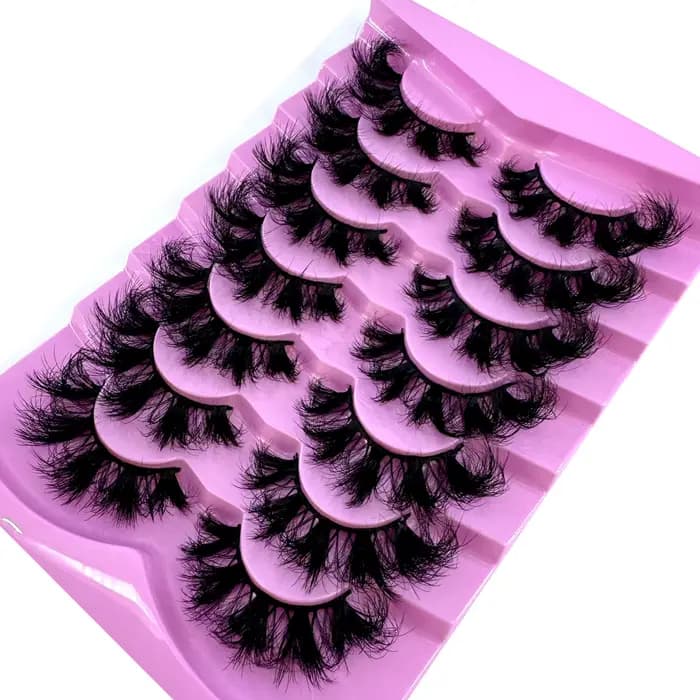 7 paires de Faux cils 3D en Faux vison, naturels, en désordre, croisés, dramatiques, longs, vaporeux