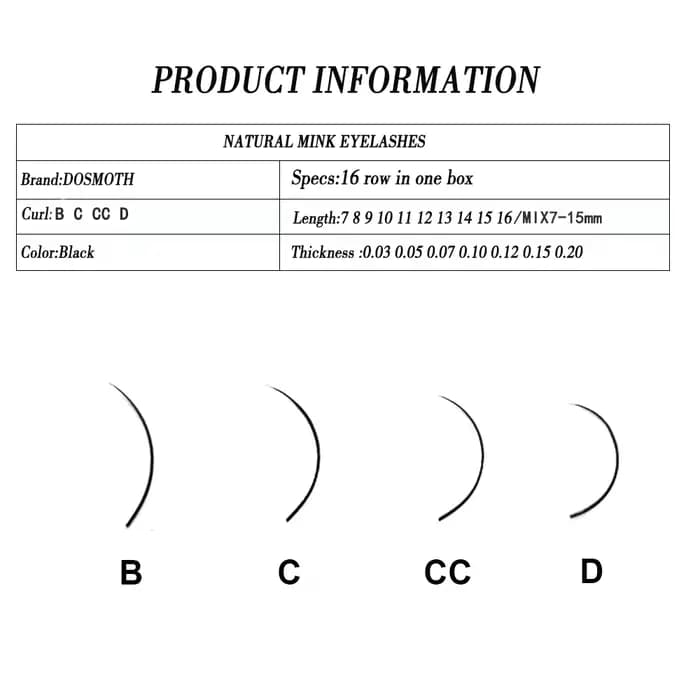 7 plateaux 16 rangées/étui extensions de cils de vison individuelles supples Extension de faux cils