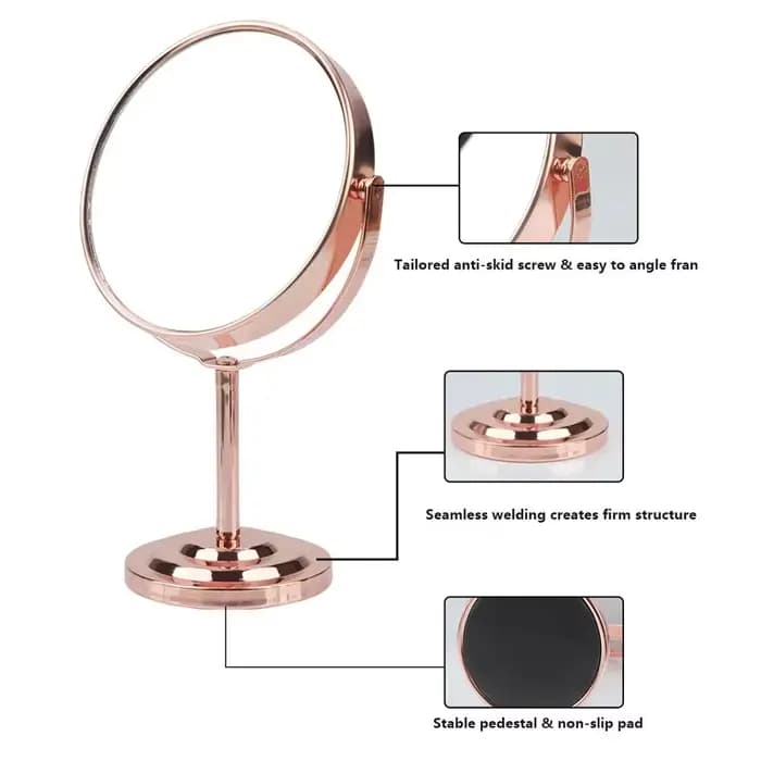 Miroir de maquillage double face 3/4/5 pouces – grossissement 2X