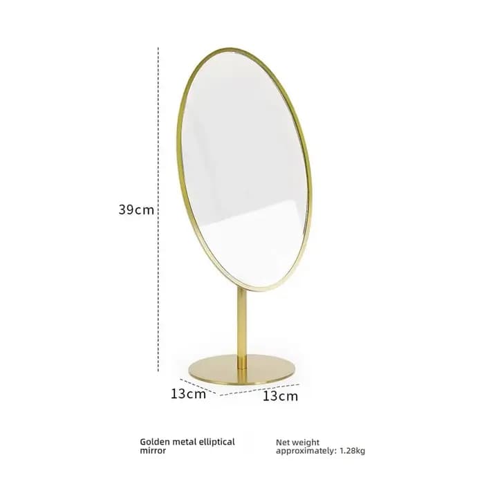 Miroir de maquillage rotatif en métal doré, miroir de courtoisie ovale/polygone Ultra clair avec Bas