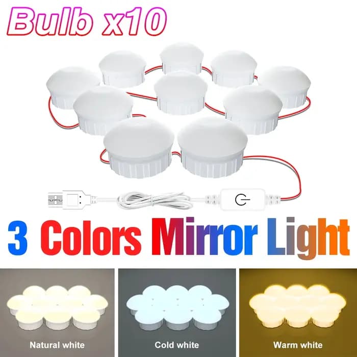 Lampe LED pour miroir de maquillage, lumière de remplissage pour coiffeuse, salle de bain, ampoule pour décoration de chambre à coucher, veilleuse à intensité variable en continu