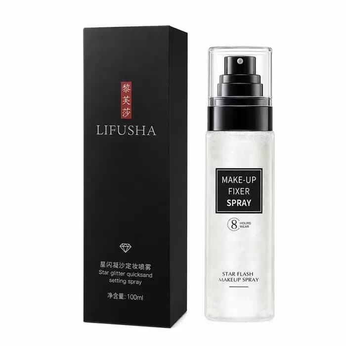 Spray Fixateur de Maquillage Effet Scintillant, Brume Fixatrice Longue Tenue Résistante à la Transpi