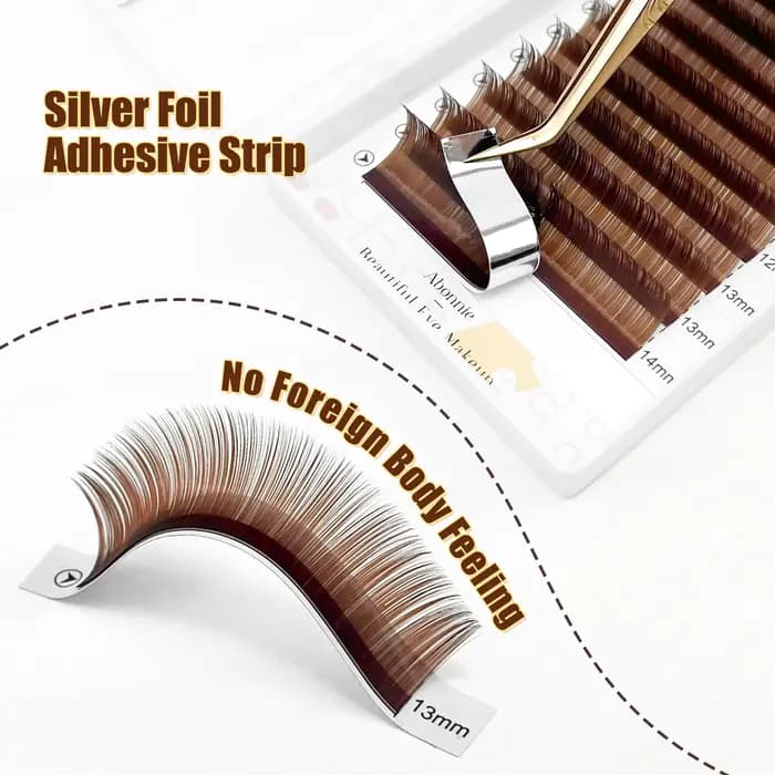 ABONNIE – Extensions de cils marron cacao, Volume individuel, C CC D, plateau de cils en vison class
