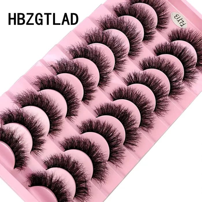 HBZGTLAD 10 paires 3D Faux cils de vison moelleux doux complet épais vaporeux naturel longs
