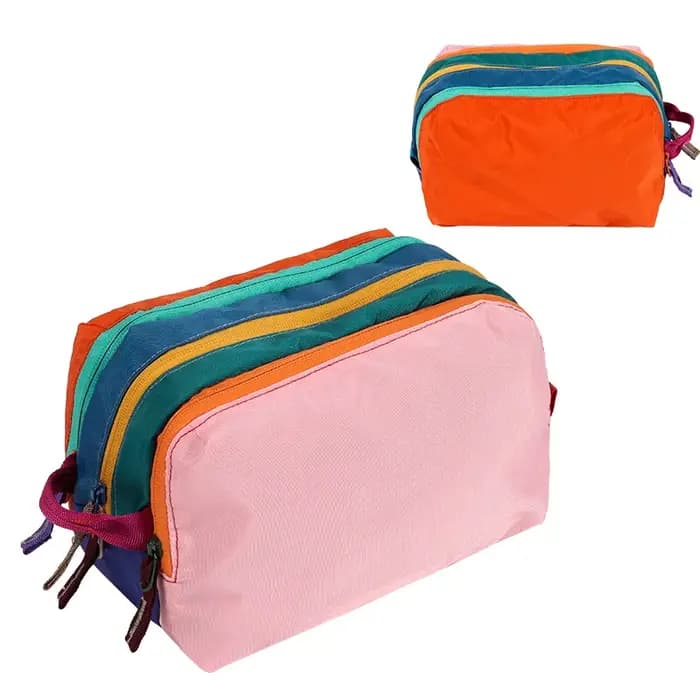 Trousse de Toilette Multi-Compartiments Couleur Dopamine