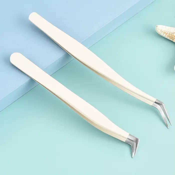 Pince à épiler pour extensions de cils en acier inoxydable, haute qualité, couleur or rose, tous les