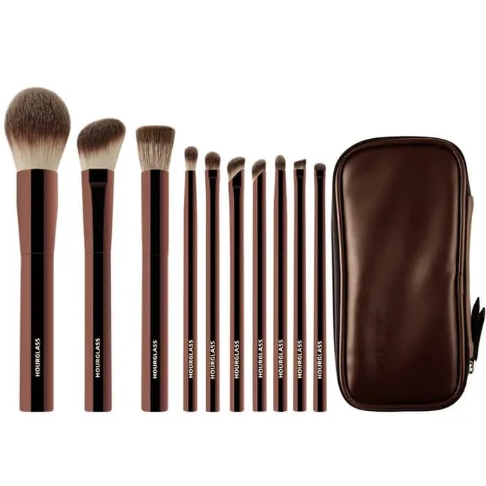 Hourglass Cruelty Free Maquillage Brush-2024New 10 Pinceaux Ensemble Blush Poudre Fard À Paupières Fond De Teint Brosse