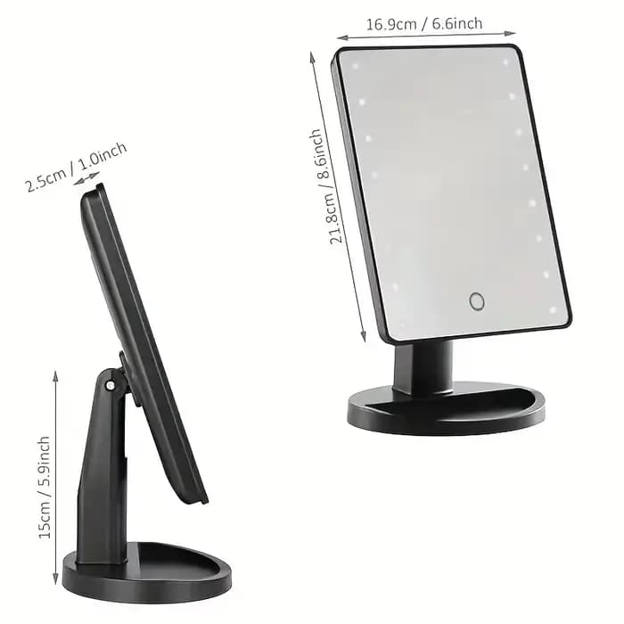 Miroir de maquillage lumineux avec rotation