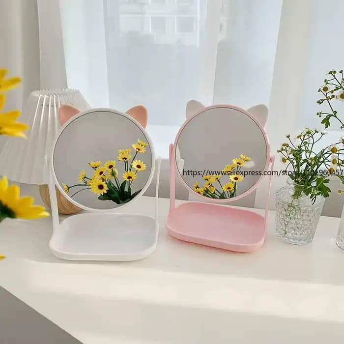 Miroir de maquillage élégant avec oreilles de chat