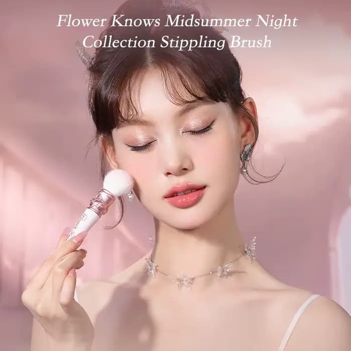 Set de Pinceaux Highlighter Flower Knows Ballet Cygne Sirène Poudre Nacrée Effet Lumière Lune Brillance Durable Vegan Maquillage Visage Joues