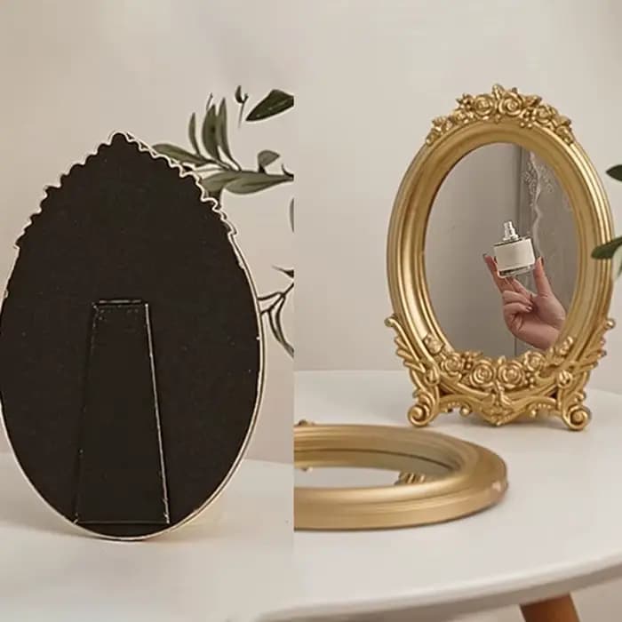 Miroir de table rustique de style français avec cadre sculpté