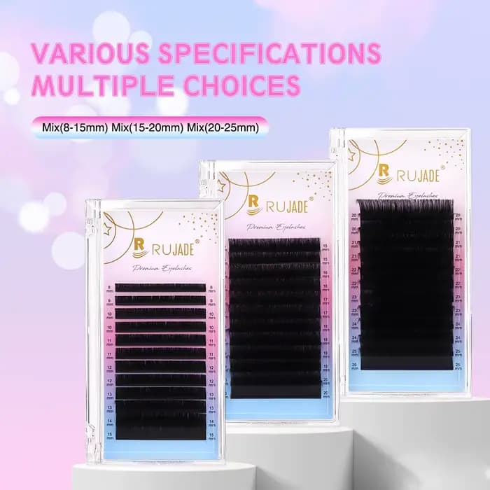 RUJADE 5-25mm cils longs noir mat cachemire Extensions