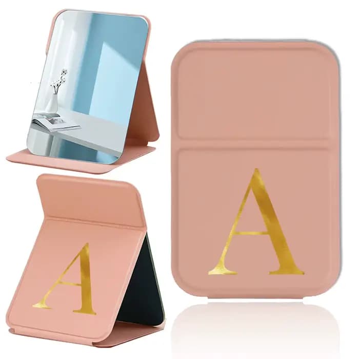 Miroir de courtoisie en PU personnalisé, portable, déterminer le maquillage, bureau pliant, outil co