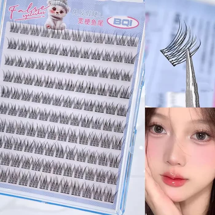 10 rangées de faux cils de grande capacité sans colle, grappe unique, 10-12MM, boucles en C, naturel