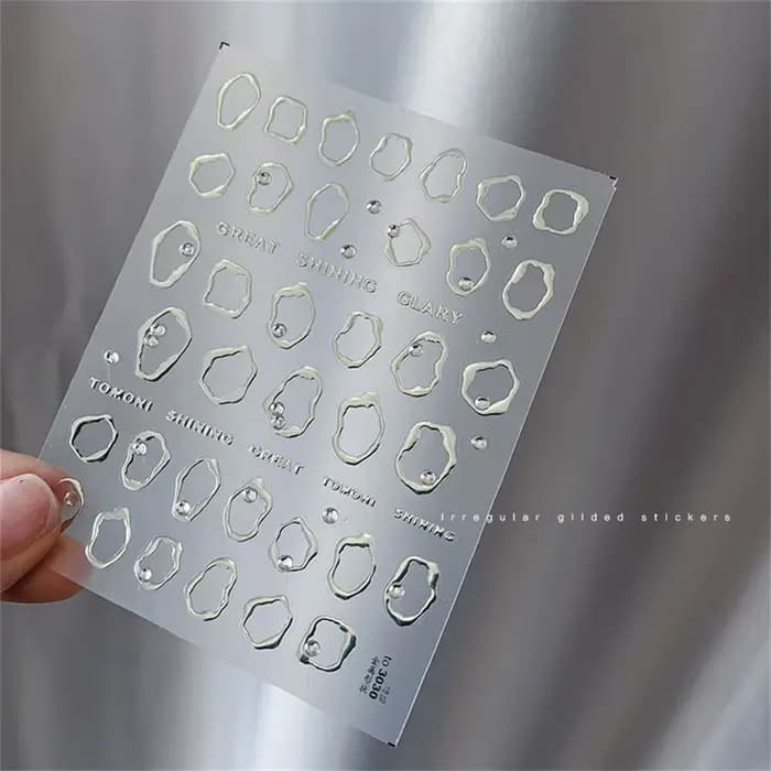 1 pièces 5D strass or argent motif irrégulier autocollant pour ongles conception Simple adhésif curs
