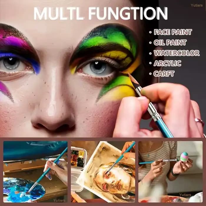 Lot de 12 pinceaux professionnels pour maquillage artistique avec poils en nylon