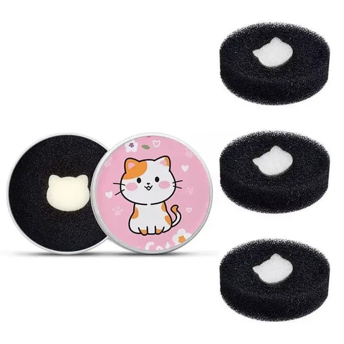 Ensemble de nettoyage de pinceaux de maquillage portables, 1 boîte + 4 recharges avec éponge, étui d