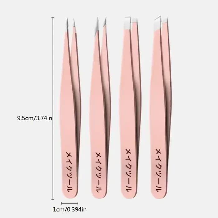 4 ensembles de pinces roses pour le nettoyage quotidien des sourcils, des cils et des moustaches