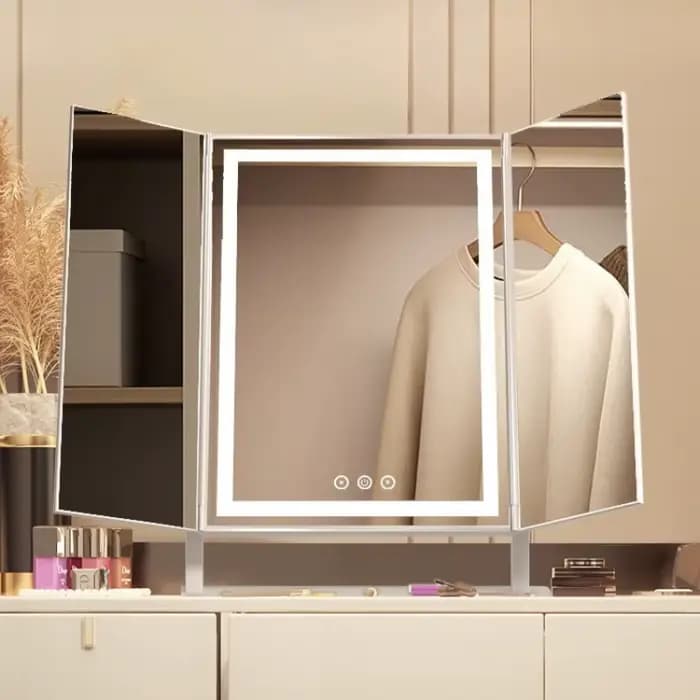 Miroir pliant esthétique Led, miroir de maquillage décoratif de luxe, miroirs de table élégants avec lumière, décoration de chambre à coucher