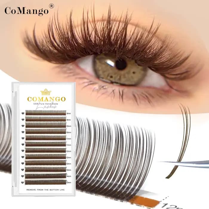 CoMango 5D Brown Russie Volume Spikes Fairy Flora Mink Extension de cils greffe individuel Ventilate